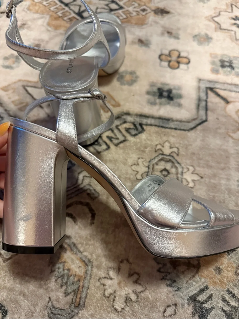 STUART WEITZMAN DAYNA 100MM METALLIC LEATHER PLATFORM 9